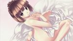  agarest_senki_(series) agarest_senki_2 back bangs barefoot bed_sheet braid breasts brown_hair covering dutch_angle french_braid game_cg gradient gradient_background grey_eyes hands_clasped hirano_katsuyuki indoors liel_(agarest_senki) looking_at_viewer looking_back naked_sheet nude_cover own_hands_together shiny shiny_hair short_hair sitting small_breasts smile soles solo wariza 