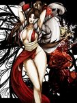  1girl breasts brown_eyes brown_hair fatal_fury king_of_fighters knot large_breasts long_hair ponytail rope shiranui_mai snk 