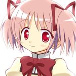  bad_id bad_pixiv_id blush hair_ribbon hinata_mirun kaname_madoka mahou_shoujo_madoka_magica pink_eyes pink_hair ribbon school_uniform short_hair short_twintails smile solo twintails 