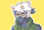  animal_ears atacana hatake_kakashi kakashi mask naruto scar simple_background white_hair 