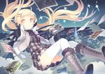  blonde_hair boots camera cross-laced_footwear gloves h2so4 lace-up_boots long_hair original photo_(object) solo thighhighs twintails white_legwear yellow_eyes 