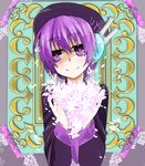  bad_id bad_pixiv_id beret hat headphones nishimatsuya purple_eyes purple_hair short_hair smile solo utane_uta utau 