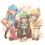  :q =_= animal blonde_hair bow camcorder capelet cat cordelia_glauca green_capelet green_eyes gunjima_souichirou hat hercule_barton kamaboko_(milky_holmes) magnifying_glass multiple_girls orange_hair pink_hair purple_hair sherlock_shellingford short_hair tantei_opera_milky_holmes tongue tongue_out yuzurizaki_nero 