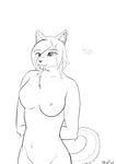  black_and_white breasts canine doodle ear_tuft female fur hi_res line_art mammal mia monochrome nipples nude oonami skeet sketch solo tongue tuft 