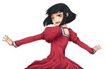  bad_id bad_pixiv_id black_hair dress gisele_alain gisele_alain_(character) green_eyes highres looking_back open_mouth outstretched_arms shigarami_kyouma short_hair smile solo spread_arms 