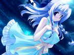  blue_eyes blue_hair blush dress game_cg lime_luna_oaklane night primary_~magical★trouble★scramble~ tsurugi_hagane 