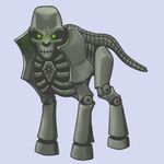  bald crossover equine green_eyes horse machine mammal mechanical my_little_pony necron plain_background pony robot unknown_artist warhammer_(franchise) warhammer_40000 warhammer_40k white_background 