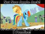  applejack_(mlp) equine female friendship_is_magic horse image_macro my_little_pony pegasus pony rope tagme tied 