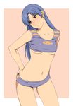  bad_id bad_pixiv_id blue_hair blush breasts brown_eyes face highres idolmaster idolmaster_(classic) kisaragi_chihaya legs long_hair medium_breasts navel reiken simple_background solo underboob 