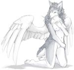  angel canine female kneeling nude pira shy solo wings 