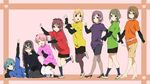  6+girls 8girls age_difference akemi_homura black_eyes black_hair blonde_hair blue_eyes blue_hair blush bow braid brown_eyes brown_hair drill_hair eyes_closed glasses green_eyes green_hair hair_bow hair_ornament hairclip high_heels highres k-on! kaname_junko kaname_madoka long_hair lying mahou_shoujo_madoka_magica miki_sayaka mother_and_daughter multiple_girls on_side open_mouth pantyhose parody pink_hair purple_eyes purple_hair red_eyes red_hair sakura_kyouko saotome_kazuko shizuki_hitomi shoes short_hair short_twintails sitting skirt sleeves_past_wrist sleeves_past_wrists smile spoilers style_parody tomoe_mami twin_braids twintails yellow_eyes 