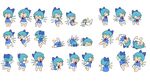  &gt;_&lt; :d blue_dress blue_hair bow chibi cirno closed_eyes dress expressions fairy hair_bow multiple_views niwma_(myriad_revery) open_mouth smile sprite_sheet touhou wings xd |_| 
