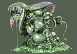  breasts commentary copyright_request goo_girl hetza_(hellshock) horror_(theme) large_breasts monster_girl no_humans purple_eyes realistic saliva simple_background slime solo tentacles tongue 