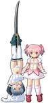  :&gt; badbullet blue_eyes blue_hair bubble_skirt final_form_ride gloves highres kamen_rider kamen_rider_dcd kaname_madoka magical_girl mahou_shoujo_madoka_magica miki_sayaka multiple_girls panties parody pink_eyes pink_hair saliva shoes short_hair short_twintails skirt sword thighhighs twintails underwear upside-down v-shaped_eyebrows weapon white_legwear white_panties 