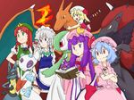  bat_wings blonde_hair blue_eyes blue_hair book braid charizard crescent fang flandre_scarlet froslass gardevoir gen_1_pokemon gen_3_pokemon gen_4_pokemon gen_5_pokemon green_eyes group_picture group_profile hat highres holding holding_book holding_poke_ball hong_meiling izayoi_sakuya lineup long_hair lucario maid maid_headdress matatabeat multiple_girls open_book parody patchouli_knowledge poke_ball pokemon pokemon_(creature) pokemon_(game) profile purple_eyes purple_hair red_eyes red_hair remilia_scarlet short_hair side_ponytail silver_hair style_parody telekinesis touhou twin_braids waist_poke_ball wings zoroark 