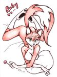  candy canine female fio fox green_eyes lollipop lying mammal nude on_front pillow plain_background ruby_(fio) solo white_background 