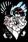  bad_id bad_pixiv_id black_hair feathers hat inubashiri_momiji multiple_girls red_eyes shameimaru_aya soiri_(us) tokin_hat touhou white_hair 