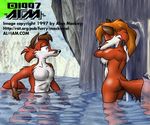  al_mackey breasts canine female fox male nude side_boob vixen water waterfall wet 