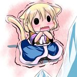  animal_ears blonde_hair cat_ears cat_tail chibi extra_ears hoshizuki_(seigetsu) kemonomimi_mode mizuhashi_parsee open_mouth puru-see scarf solo tail touhou trembling 