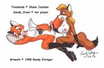  1998 balls blonde_hair breasts brown canine couple cum female fox foxamodo glans hair handjob licking_lips long_blonde_hair long_hair looking_at_each_other male masturbation nipples nude on_back oral orange penis randy_entinger sandy_vixen sitting spread_legs spreading straight tail tremaine 