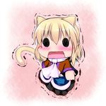  animal_ears blonde_hair cat_ears cat_tail chibi extra_ears fang hoshizuki_(seigetsu) kemonomimi_mode mizuhashi_parsee open_mouth puru-see scarf solo tail touhou trembling 