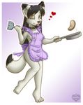  &hearts; 2008 :p apron background_gradient black black_hair breasts canine caramel_kitteh collar cooking cub cute dark_hair female fox frying_pan grey_eyes hair long_black_hair long_hair looking_at_viewer navel nipples nude one_eye_closed pancake purple pussy scar solo tail tongue translucent vixen vixenchan white 