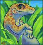  button gecko glowing_eyes green_eyes lizard power_button scalie solo trisha_wilson 