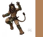  feline hunter knife lion loincloth male muscles negger solo topless underwear 