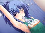  blue_hair blush futsu_janai game_cg panties pink_eyes suzuhara_hitomi underwear wet 