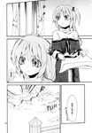  comic forest fuantei greyscale hair_bobbles hair_ornament highres monochrome nature shinki touhou translated window 