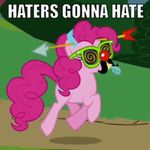  arrow arrowed balloons cutie_mark english_text equine eyewear facial_hair female feral friendship_is_magic fur gif glasses hair hairband haters_gonna_hate hooves horse image_macro lol_comments loop low_res mammal meme mustache my_little_pony noisemaker pink pink_body pink_fur pink_hair pinkie_pie_(mlp) pony prancing prank reaction_image screencap solo tail text unknown_artist 