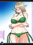  breasts clothed clothing elf female joey skimpy skyraptor solo swimsuit yellow_eyes 