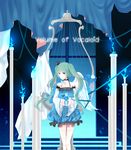  aqua_hair bad_id bad_pixiv_id bare_shoulders blue blue_eyes blue_fire bow choker detached_sleeves dress fire flower hair_bow hatsune_miku he_ji_(ryou) long_hair ribbon_choker short_dress single_wing solo standing twintails vocaloid wings 