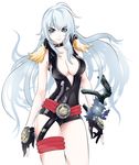  absurdres artist_request breasts choker cleavage gloves grey_eyes grey_hair highres kurohime large_breasts mahou_tsukai_kurohime solo 