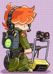  backpack bad_id bad_pixiv_id bag brief_(psg) freckles gun hair_over_eyes headphones headset jumpsuit male_focus official_style orange_hair panty_&amp;_stocking_with_garterbelt psg-1 rifle shoes sneakers sniper_rifle solo toriny weapon 