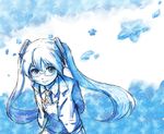  arms_behind_back bad_id bad_pixiv_id bespectacled glasses hatsune_miku jacket long_hair monochrome necktie shibasaki_shouji smile solo star sweater twintails vocaloid 