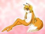  background canine cub cute female fox looking_at_viewer nude s-haneoka solo 