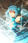  blue_hair breasts dress large_breasts lowres luthica_preventer magic solo sword_girls twintails 