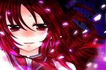  bare_shoulders close-up face highres long_hair mahou_shoujo_madoka_magica red_eyes red_hair sakura_kyouko solo sorakase_sawa 