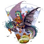  bad_id bad_pixiv_id dragon horns lowres original pedoroiya pixel_art riding solo wings 