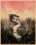 dragon female feral grass hiroi_kairu nude outside pussy scalie solo 