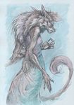  canine cara_mitten dress female gracile mane_hair slender solo spindly were wolf 