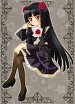  black_hair crossed_legs dress gokou_ruri gothic_lolita highres lolita_fashion long_hair mole mole_under_eye ore_no_imouto_ga_konna_ni_kawaii_wake_ga_nai pantyhose red_eyes shizuku-mahoroba sitting solo 