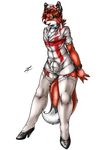  blush bulge canine crossdressing fox girly high_heels male nurse_uniform solo standing stockings zorro_re zorro_re_(character) 
