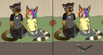  &lt;3 ajna anthro awesome_face awesomeface cat couple eyes_closed feline female feral garden hair hat humor humour male mammal meme multi-colored_hair non-anthro ring 