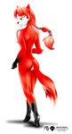  back breasts brown_eyes canine female fox hair knee_pit mysticalpha red red_hair side_boob solo standing tail 