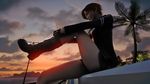  boots highres leather nagase_reiko namco ridge_racer sunset wallpaper 