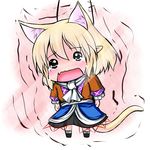  animal_ears blonde_hair cat_ears cat_tail chibi extra_ears fang hoshizuki_(seigetsu) kemonomimi_mode mizuhashi_parsee open_mouth puru-see scarf solo tail tears touhou trembling 