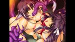  2girls all_the_way_through anal animal_ears breasts cum female game_cg multiple_girls nipples open_mouth oral purple_hair purple_tentacles tamiya_akito tentacle torn_clothes yellow_eyes zanjibaru 