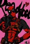  aiming_at_viewer character_name deadpool gun highres katana marvel midrox multiple_boys spider-man spider-man_(series) sword taskmaster weapon 